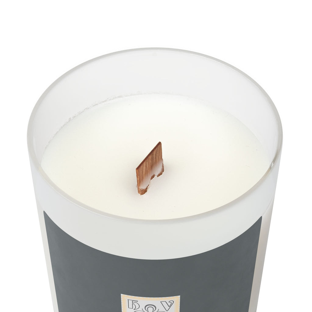 HIGH VIBRATION Frosted Glass Candle — 11 oz Scented Soy Candle with Wooden Lid (Classic Logo)
