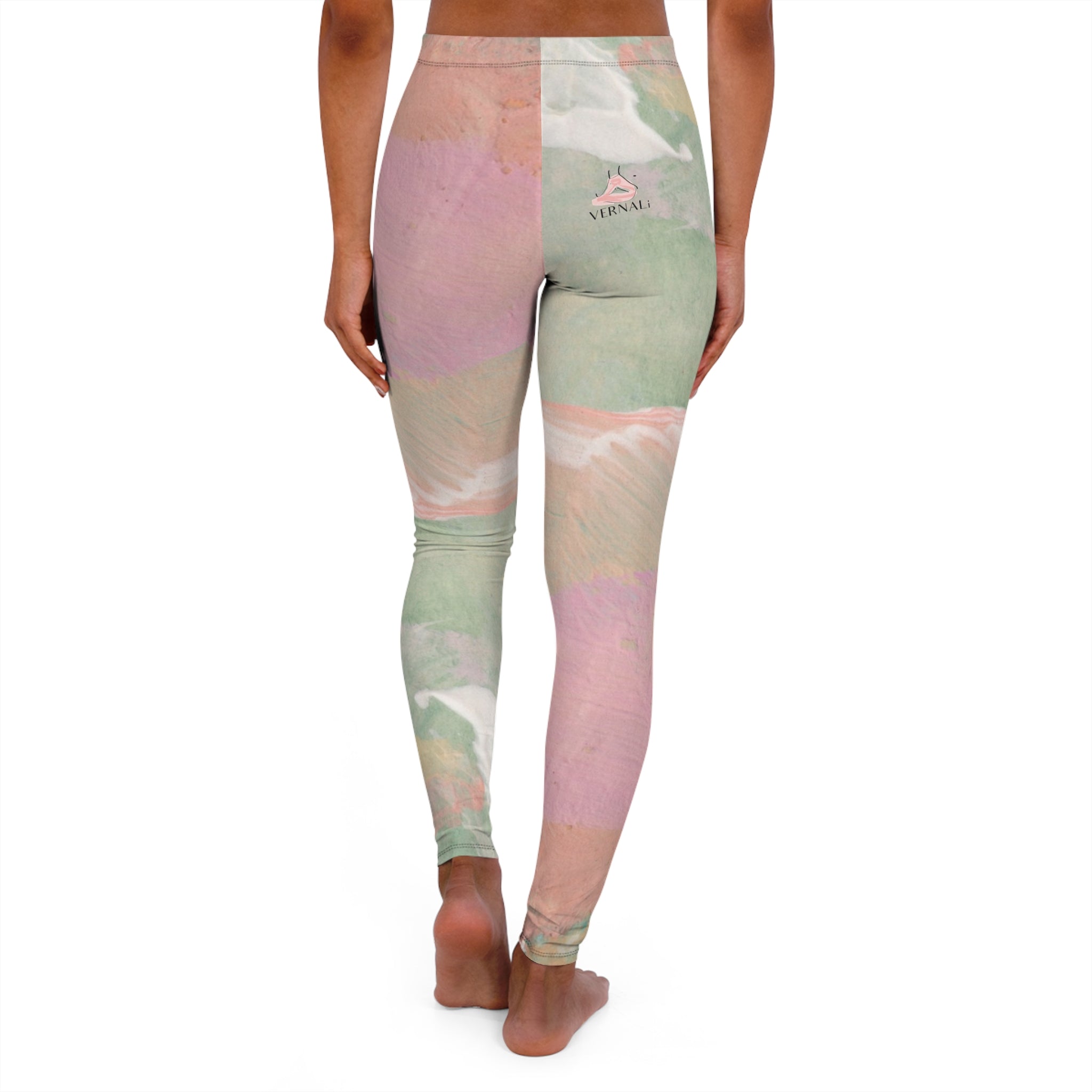 Rose Quartz Colour Blend Leggings by VERNALi — Women's High-Waist Pattern Yoga Leggings