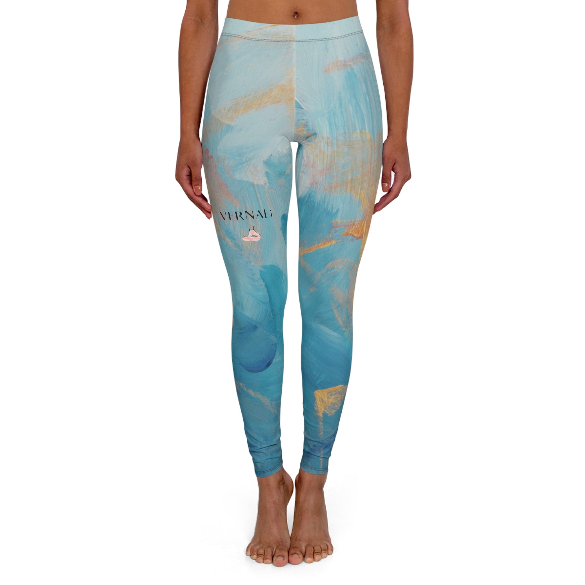Amazonite Colour Blend Leggings by VERNALi — Women's High-Waist Pattern Yoga Leggings