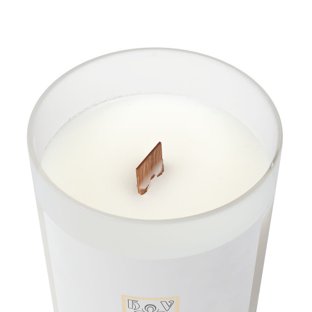 HIGH VIBRATION Frosted Glass Candle — 11 oz Scented Soy Candle with Wooden Lid (Classic Logo)