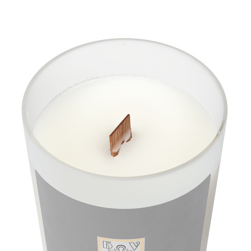 HIGH VIBRATION Frosted Glass Candle — 11 oz Scented Soy Candle with Wooden Lid (Classic Logo)