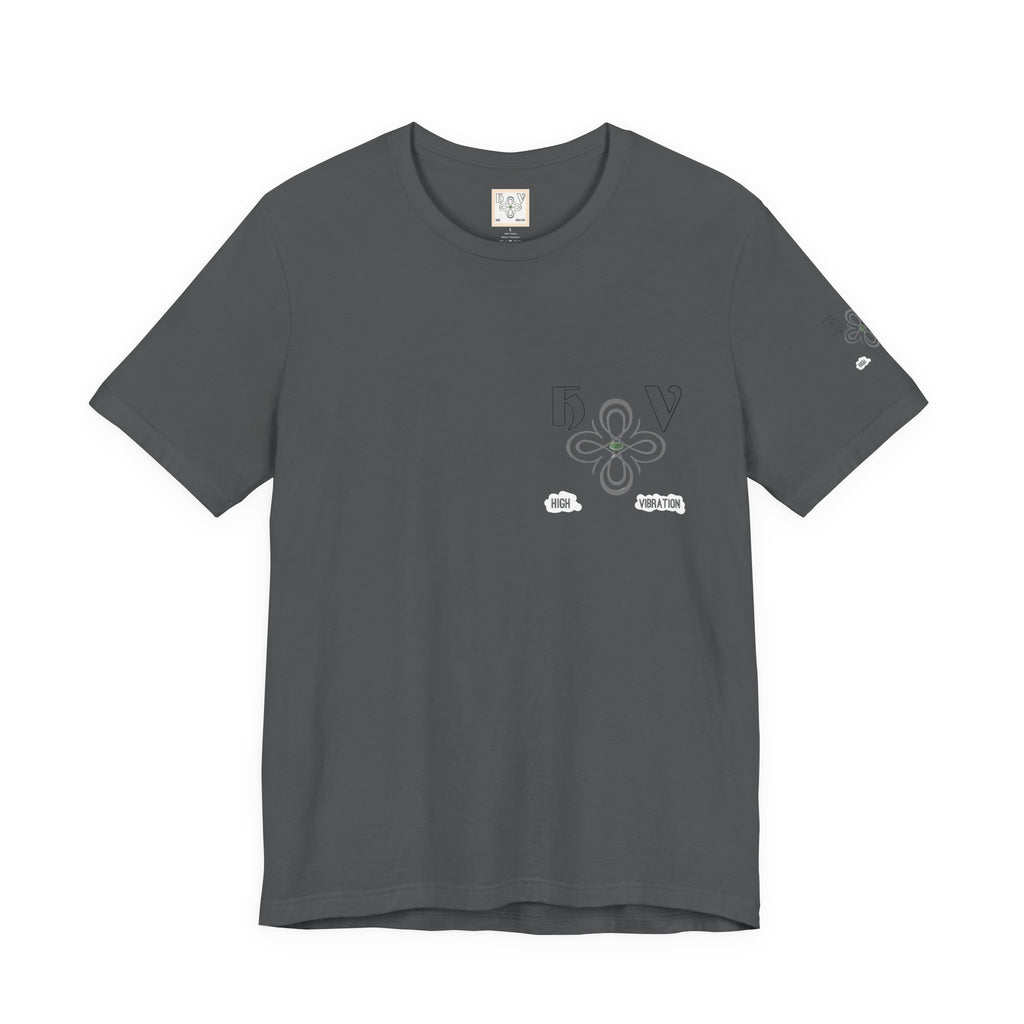 Charcoal - High Vibration Tee — Minimal Floral Logo Graphic T-Shirt