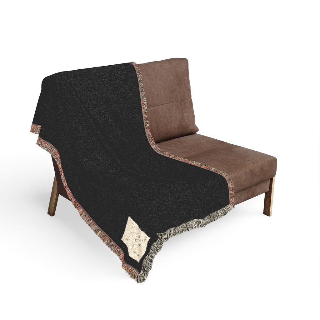 HIGH VIBRATION Hibernate Throw — Mid-Century Eclipse & Brown Cozy Woven Reversible Throw