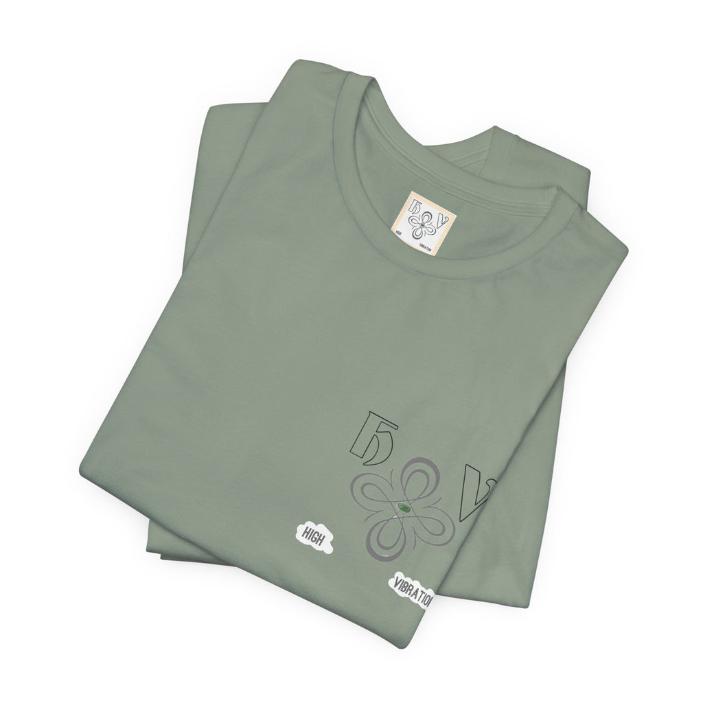 Sage - High Vibration Tee — Minimal Floral Logo Graphic T-Shirt