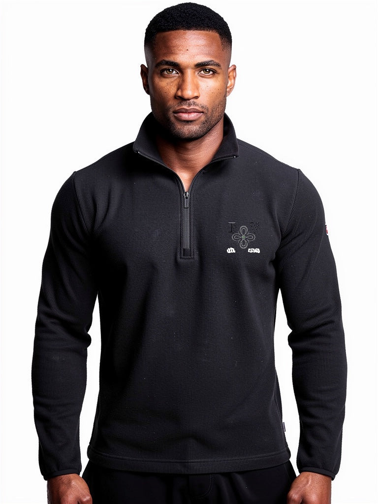 HIGH VIBRATION Infinity Fleece — Embroidered Minimalist Crest Quarter-Zip