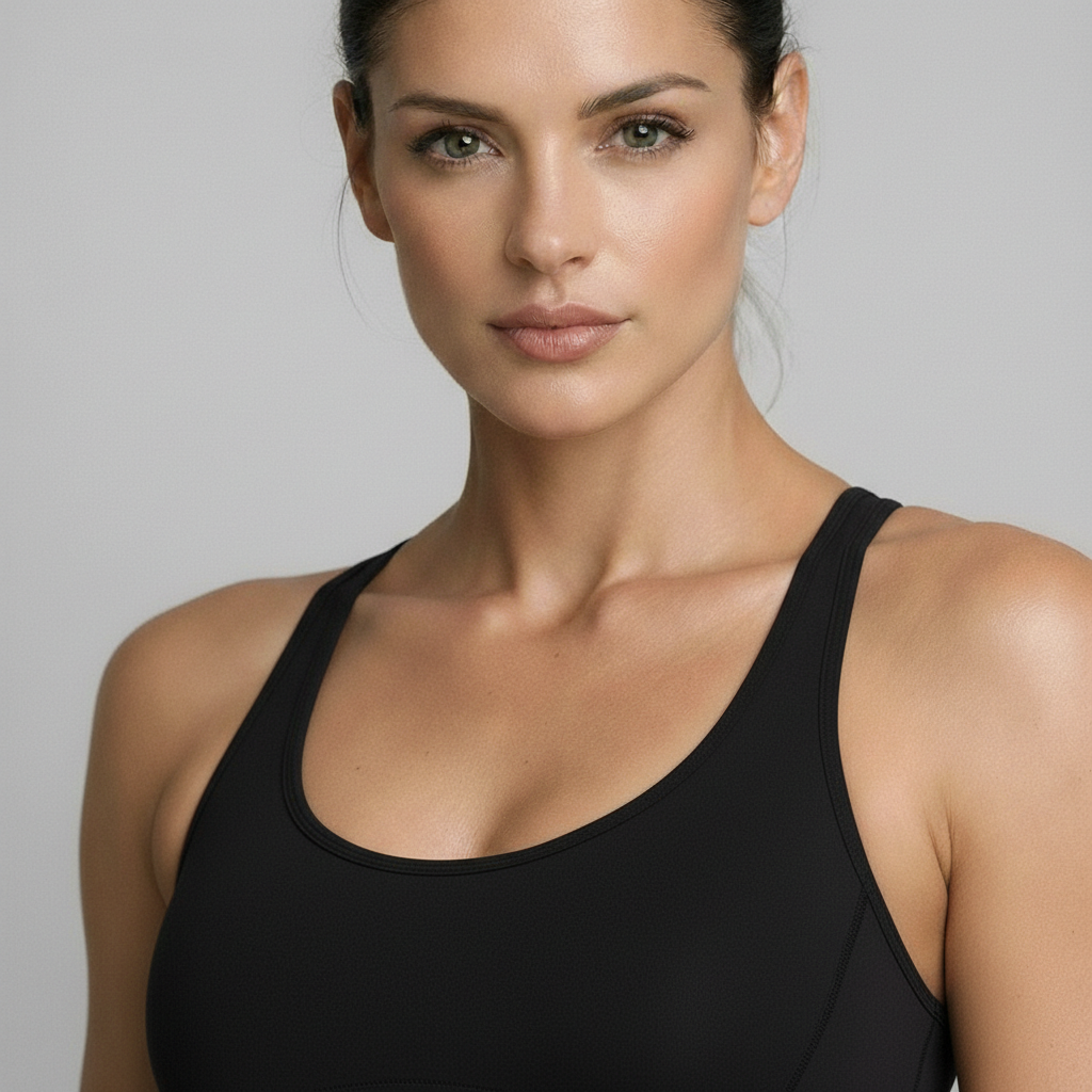 Stretchy Fit Workout Sports Bra by VERNALi — Black Classic Comfort Bra Top