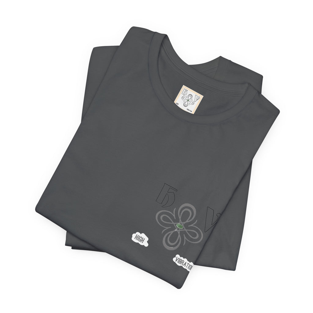 Charcoal - High Vibration Tee — Minimal Floral Logo Graphic T-Shirt