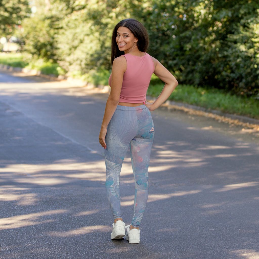 Celestite Colour Blend Leggings by VERNALi — Women's High-Waist Pattern Yoga Leggings
