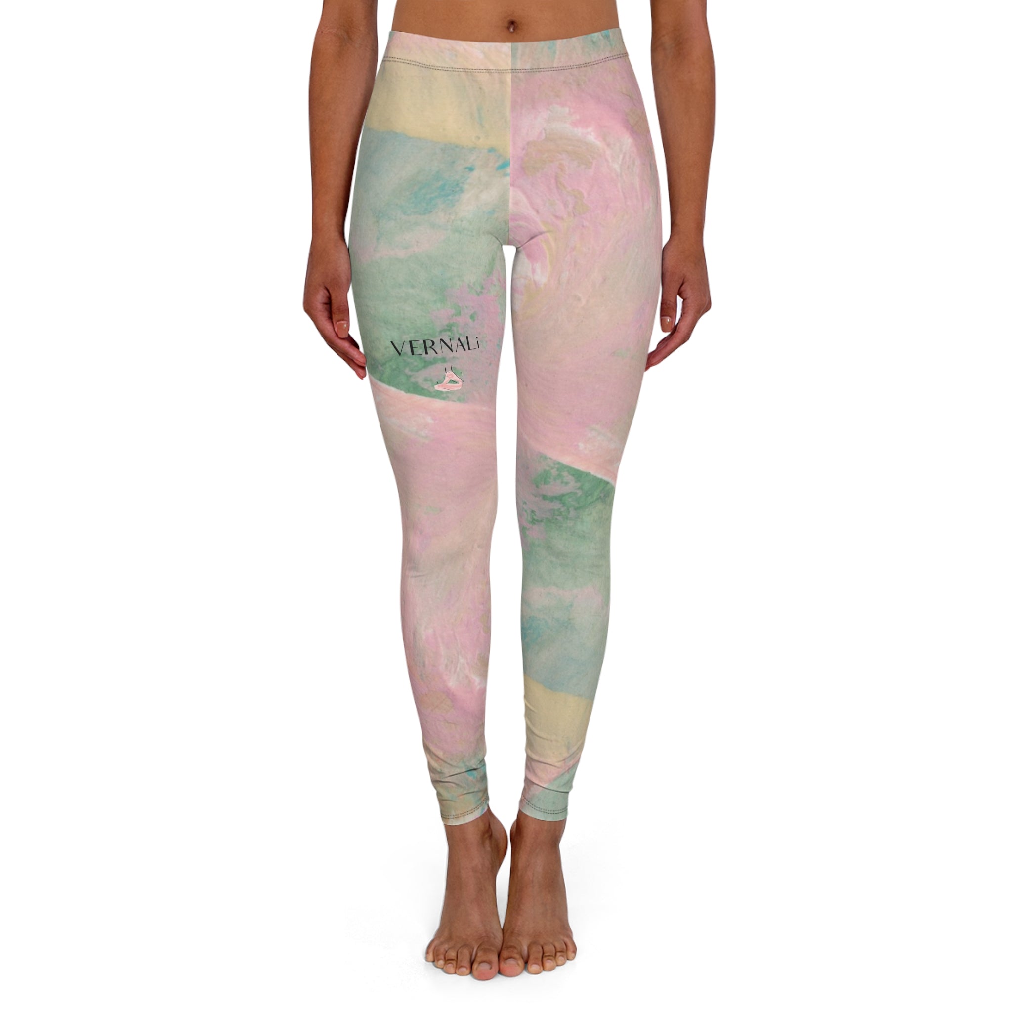 Rose Quartz Colour Blend Leggings by VERNALi — Women's High-Waist Pattern Yoga Leggings