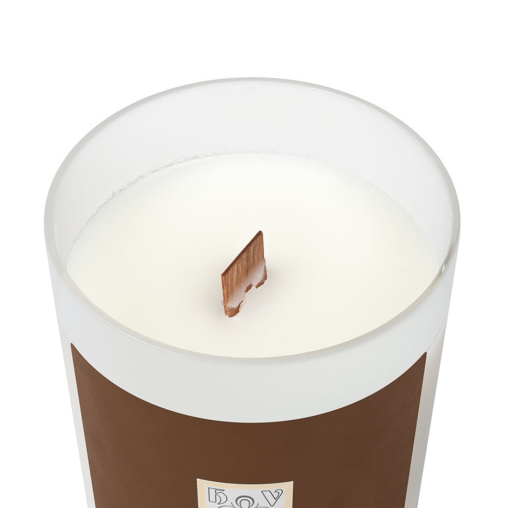 HIGH VIBRATION Frosted Glass Candle — 11 oz Scented Soy Candle with Wooden Lid (Classic Logo)