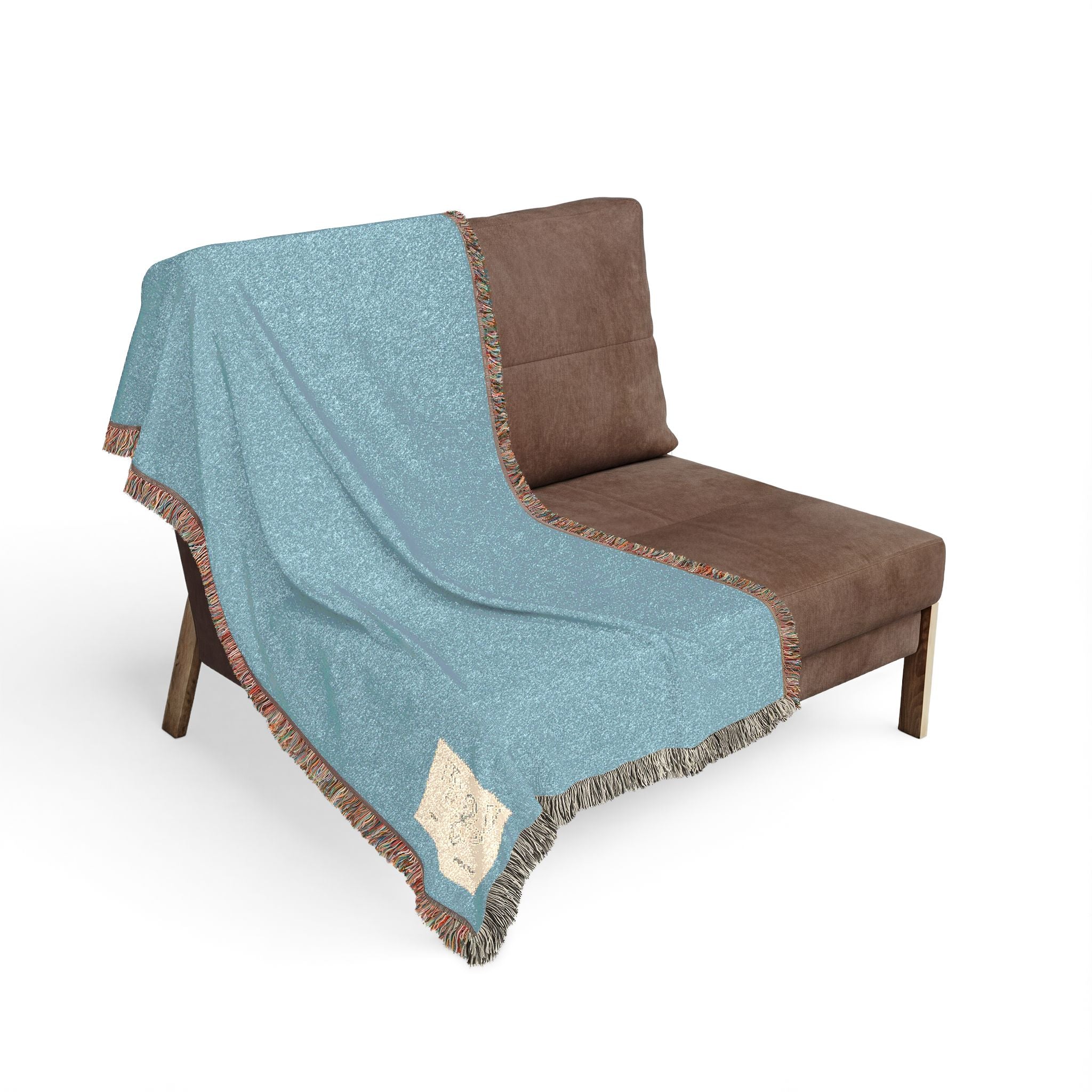 HIGH VIBRATION Hibernate Throw — Mid-Century Sky & Brown Cozy Woven Reversible Throw