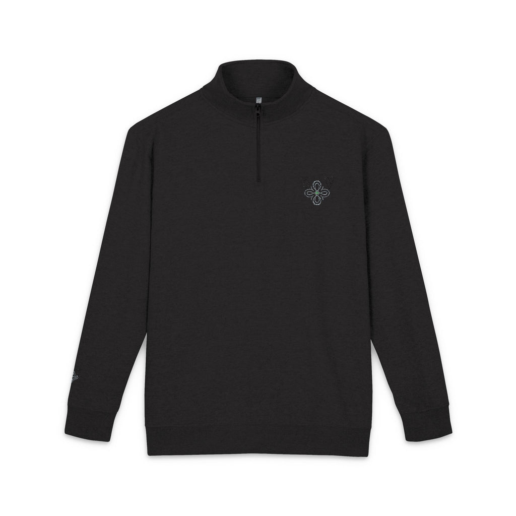 HIGH VIBRATION Infinity Fleece — Embroidered Minimalist Crest Quarter-Zip